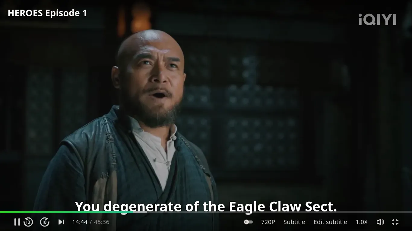Heroes, with iQiyi player interface all in English... including &quot;Edit subtitle&quot;. Yes, you can submit improvements to the subtitles!